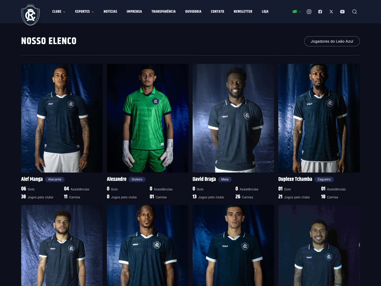 Plantilla y perfiles de jugadores en el sitio del Clube do Remo